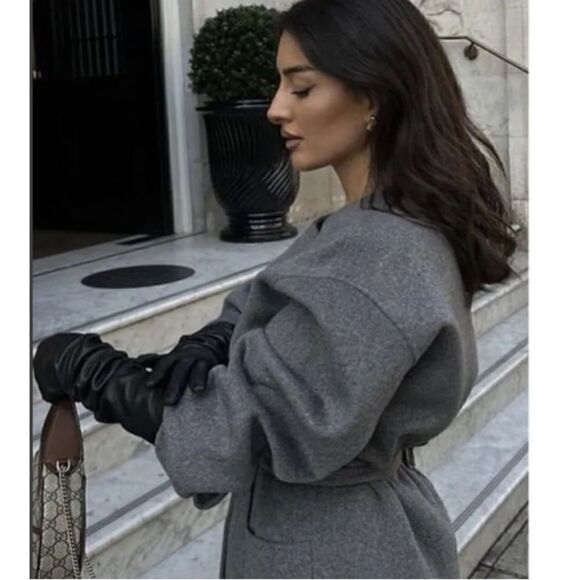 NWT ZARA Double-Faced Wool Blend Coat Grey SZ M-L - Picture 5 of 14